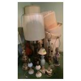 Large lot of lamps & shades