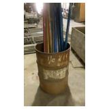 barrel of concrete tool handles