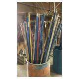 barrel of concrete tool handles