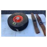 Lawn Mower Blades and 15x6.00-6 Tire and Wheel