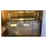 Stainless steel serving/prep station on wheels