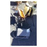 Church bird feeders, small milk/cream can,