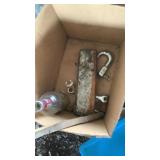 2 boxes of miscellaneous fishing, gloves, tools,