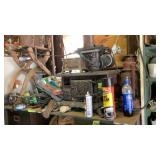 Contents above file cabinets, except cast stove