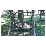 Rustic outdoor bench swing