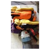 Gloves, misc bin, grinder, hole saw bits