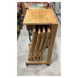 Set of TV trays in holder with rollers