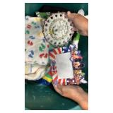 Tub with Pepsi bank, coffee maker, file trays,