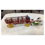 Cast Iron Fire Engine and Horse