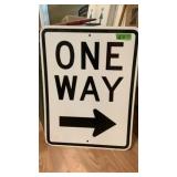 One way metal sign