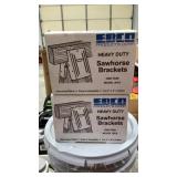 Saw horse brackets, cigar boxes and contents,