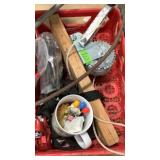 Soda flat, small rope winch, flatware, drain