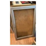 Glass front bulletin board cabinet