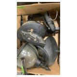 Porch lights, milk crate, safety harness, ratchet