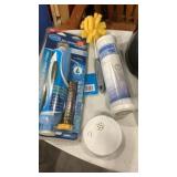 Coffee maker, RV water filter, toilet paper