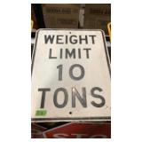 Weight Limit 10 Tons Sign