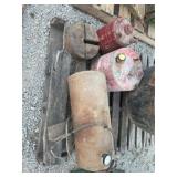 Air Tank, (2) metal gas cans & large weight,