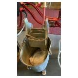 Metal mop bucket on wheels , 2 mop heads