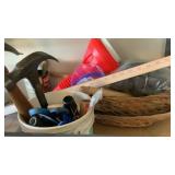 Contents on this shelf layer only: funnels, putty