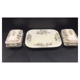 Dual Ceramic Serving Tray With 2 Soup Dishes