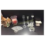 Glass Ware, Candle Holder With Candle, Light up