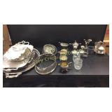 Assorted Silver Plate & 2 Stealing Silver Candle