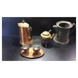 Copper Tea Pots, Creamer Sugar, Aluminum Pitcher