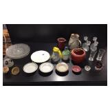 Clear Glass, Pottery, Candle Holders, Etc