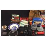 Wood Box With Misc,  Porcelain Items, GI Joe