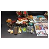 Flat OF Misc, Assorted Post Cards, Old Toys,