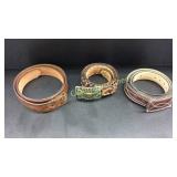3 Leather Belts 2 Have Buckles and Assorted Belt