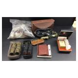 Old Medicine Bottles, Pair Of Binoculars, Waller,