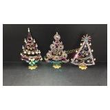 Czech Bijoux MG Rhinestone Christmas Trees