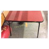 Red Leather Card Table No Chairs