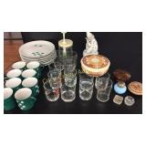 Coffee Cups and Plates, Whiskey Glasses, Misc