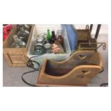 Christmas Sleds, Ball Jars, Wood Box With Jars