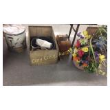 Old Wood Creates, Artificial Flowers, Wood Box