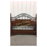 Iron Wood Bed Full Size, Wood Head Board Set Of