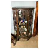 Walnut Curio Cabinet Curved Front HAS KEY 56" T