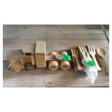 Wood Semi Truck, Wood Fork and Spoon Wood Semi Truck, Wood Fork and Spoon