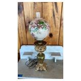 Gone with the wind style lamp w/ ornate brass base Gone with the wind style lamp w/ ornate brass base