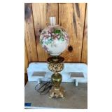 Gone with the wind style lamp w/ ornate brass base