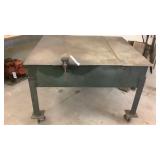 Steel Welding Table On Casters 37' x 52' x 57' Steel Welding Table On Casters 37' x 52' x 57'