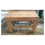 Hand Made Work Table On Casters 48" x 30" x 35"