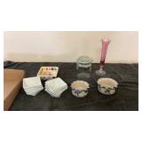 Pink Vase, Canister, Cheese Ball Dish and Knife, Pink Vase, Canister, Cheese Ball Dish and Knife,