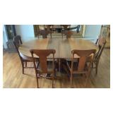 Antique Oak Dinning Table 6 'T' Back Chairs, Antique Oak Dinning Table 6 'T' Back Chairs,