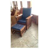 Mission Oak Spindle Chair & Ottoman