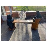Wood Carved Bear Bench 67" W
