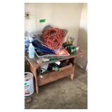 Yard Products, drop cord, tarps, table