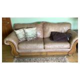 Sofa, Leather & Show Wood